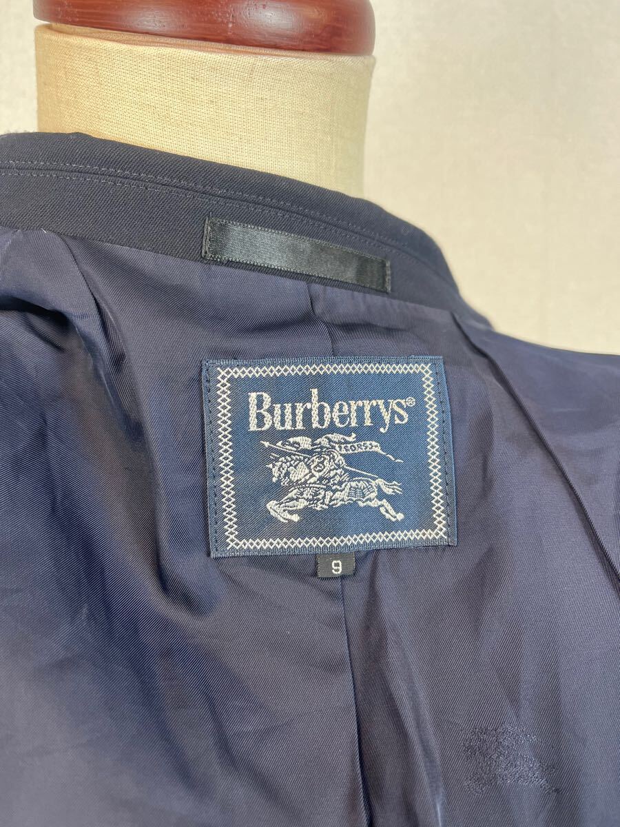 80\'s vintage Burberry\'s Vintage Burberry lady's navy silver button double jacket blaser 9