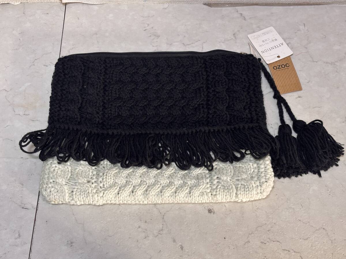d3004◆タグ付き新品◆オゾックOZOCニットクラッチバッグ◆33×25cm