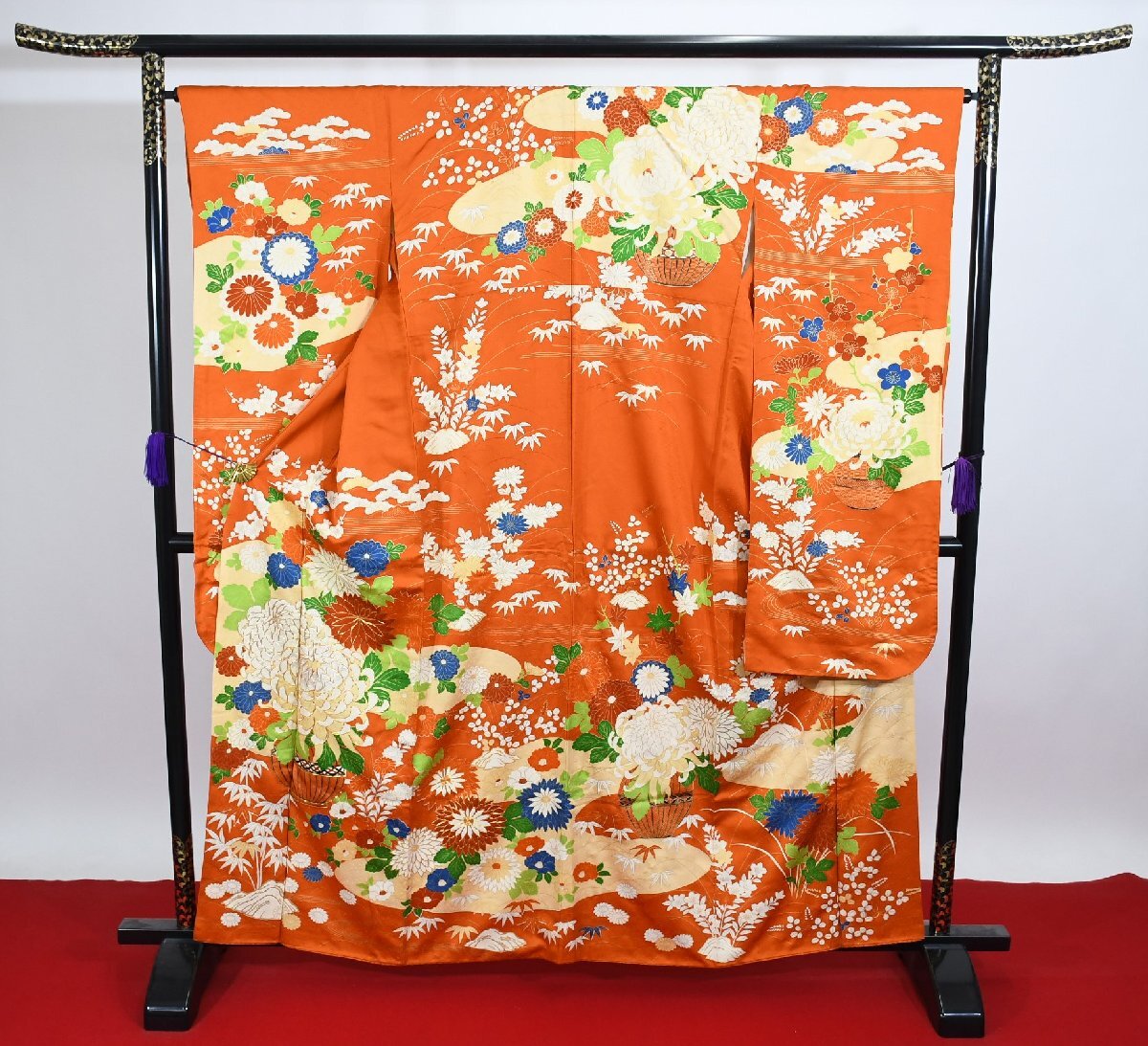 振袖 成人式 結婚式 菊 古典的 身丈１５４cm 裄丈６６cm ★着物 f-1004 桜庭呉服店