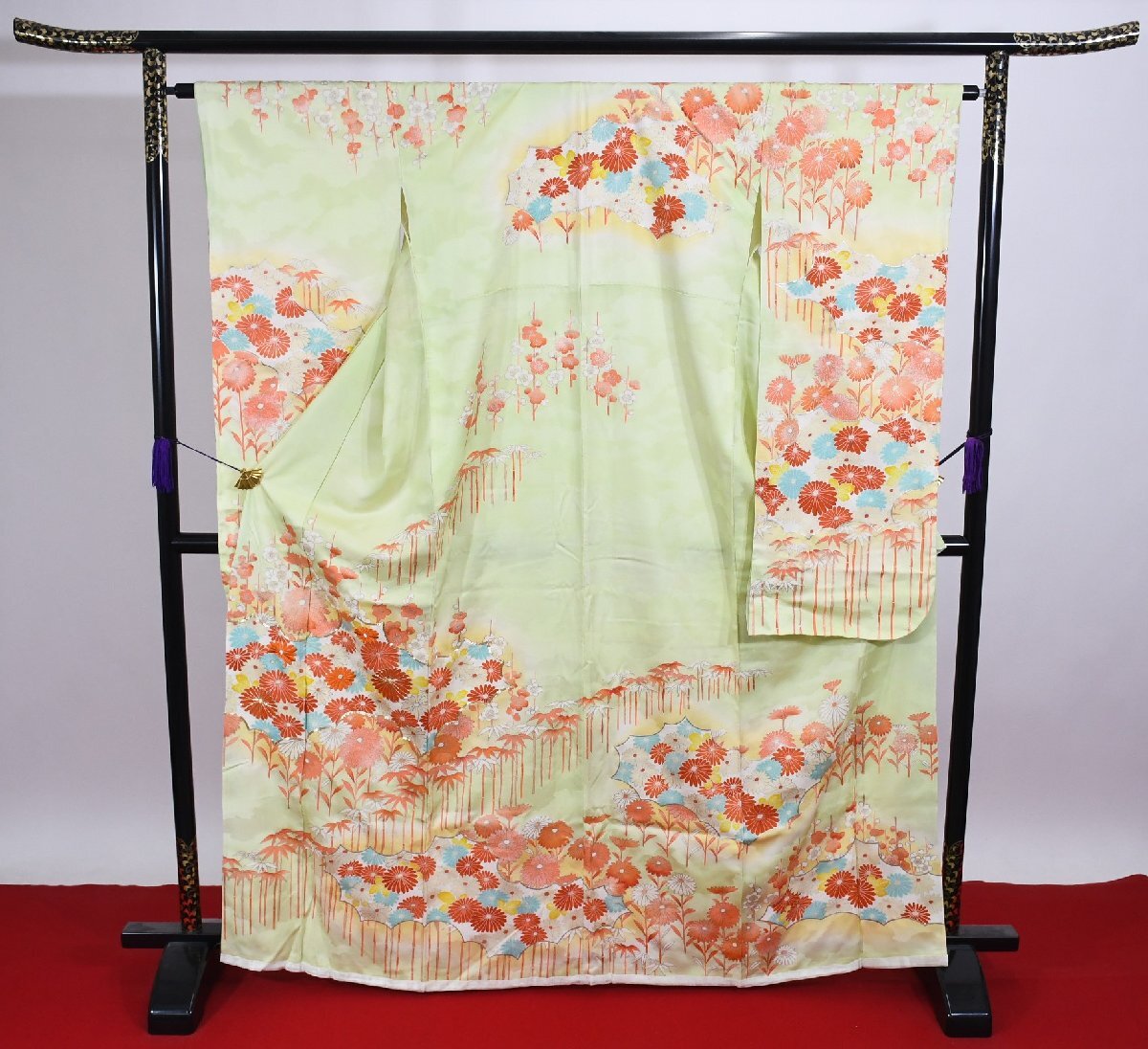 振袖 成人式 結婚式 枝 梅 菊 源氏雲 身丈１６０cm 裄丈６５cm ★着物 f-956 桜庭呉服店