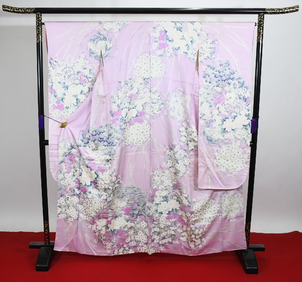 振袖 成人式 結婚式 花 秋草 身丈１５５cm 裄丈６６cm ★着物 f-1002 桜庭呉服店