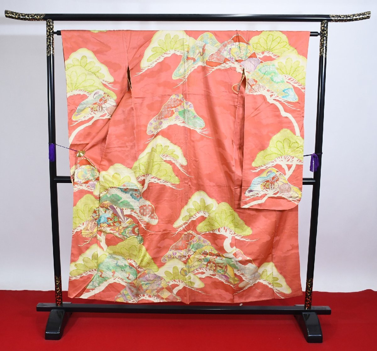 振袖 成人式 結婚式 アンティーク 老松 レトロ リメイク素材 身丈１４７cm 裄丈６４cm ★着物 f-951 桜庭呉服店