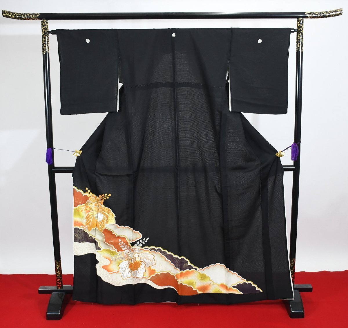 黒留袖 結婚式 夏着物 絽 雲文 身丈160cm 裄丈65cm ★着物 e-1176 桜庭呉服店