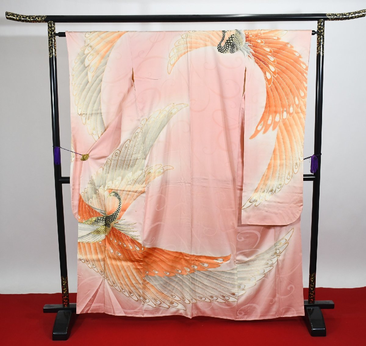 振袖 成人式 結婚式 唐草文 孔雀 身丈１５６cm 裄丈６５cm ★着物 f-965 桜庭呉服店