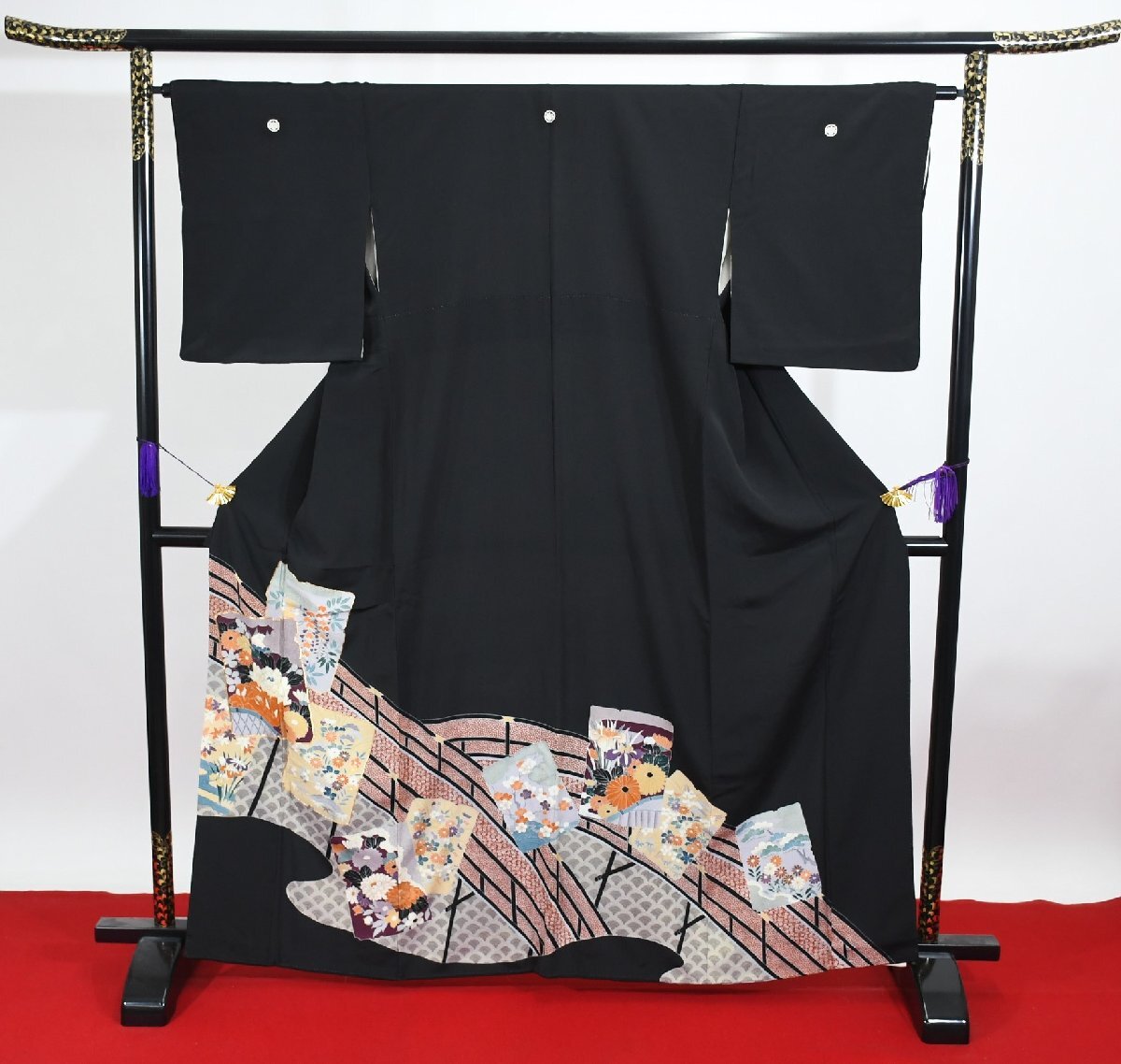 黒留袖 結婚式 源氏絵取り 身丈157cm 裄丈65cm ★着物 e-1163 桜庭呉服店