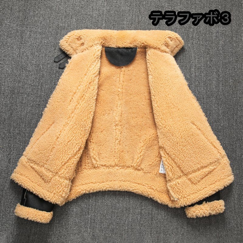 本革 防寒性バッチリ 暖か毛皮/高級シープスキン羊革/新品レザーフライトジャケット ライダース 革ジャン Ｍ～3ＸＬ
