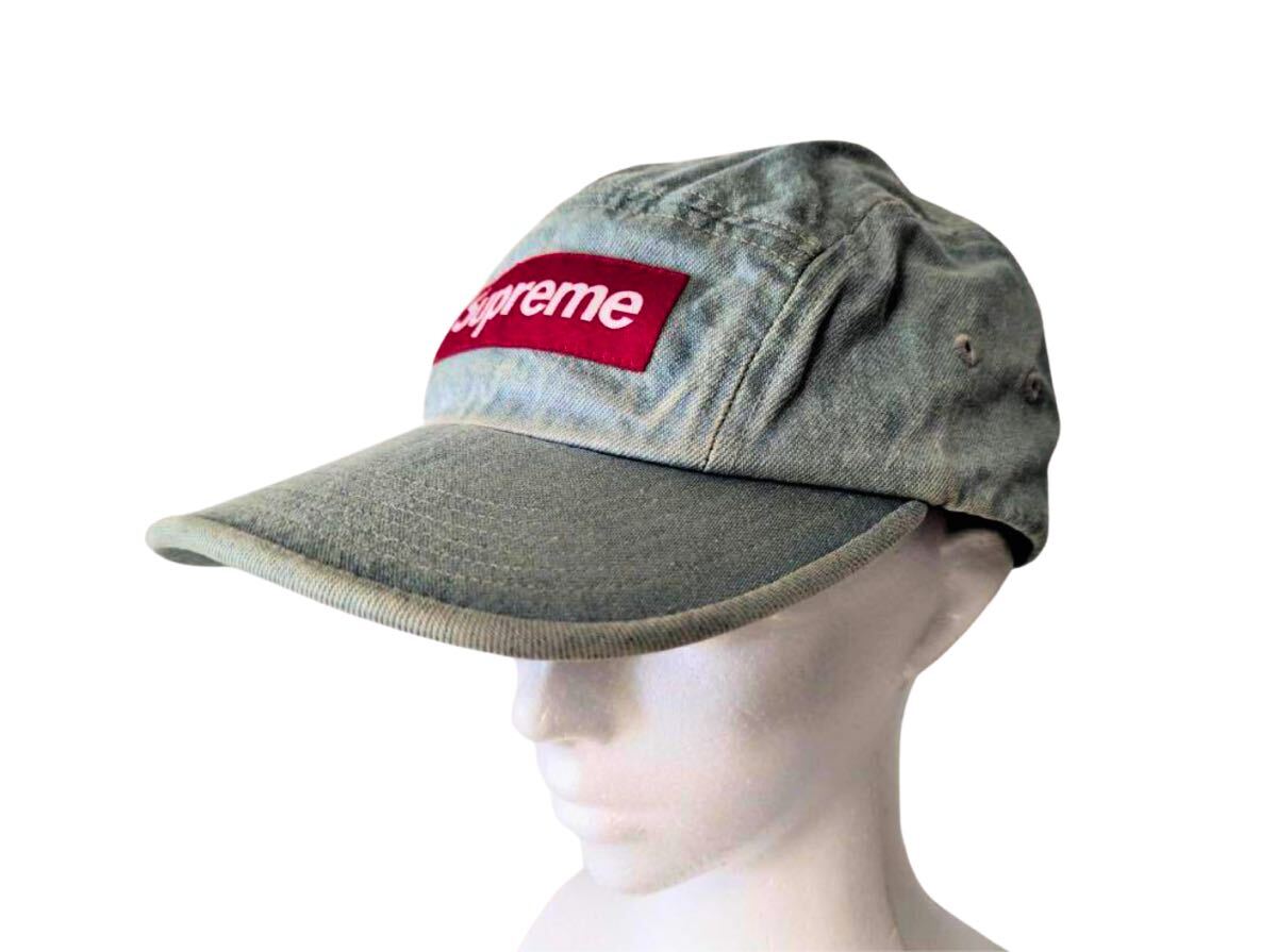 21AW Supreme Washed Camp Cap Denim Box logo 帽子 キャップ ハードウォッシュ加工デニムキャップ