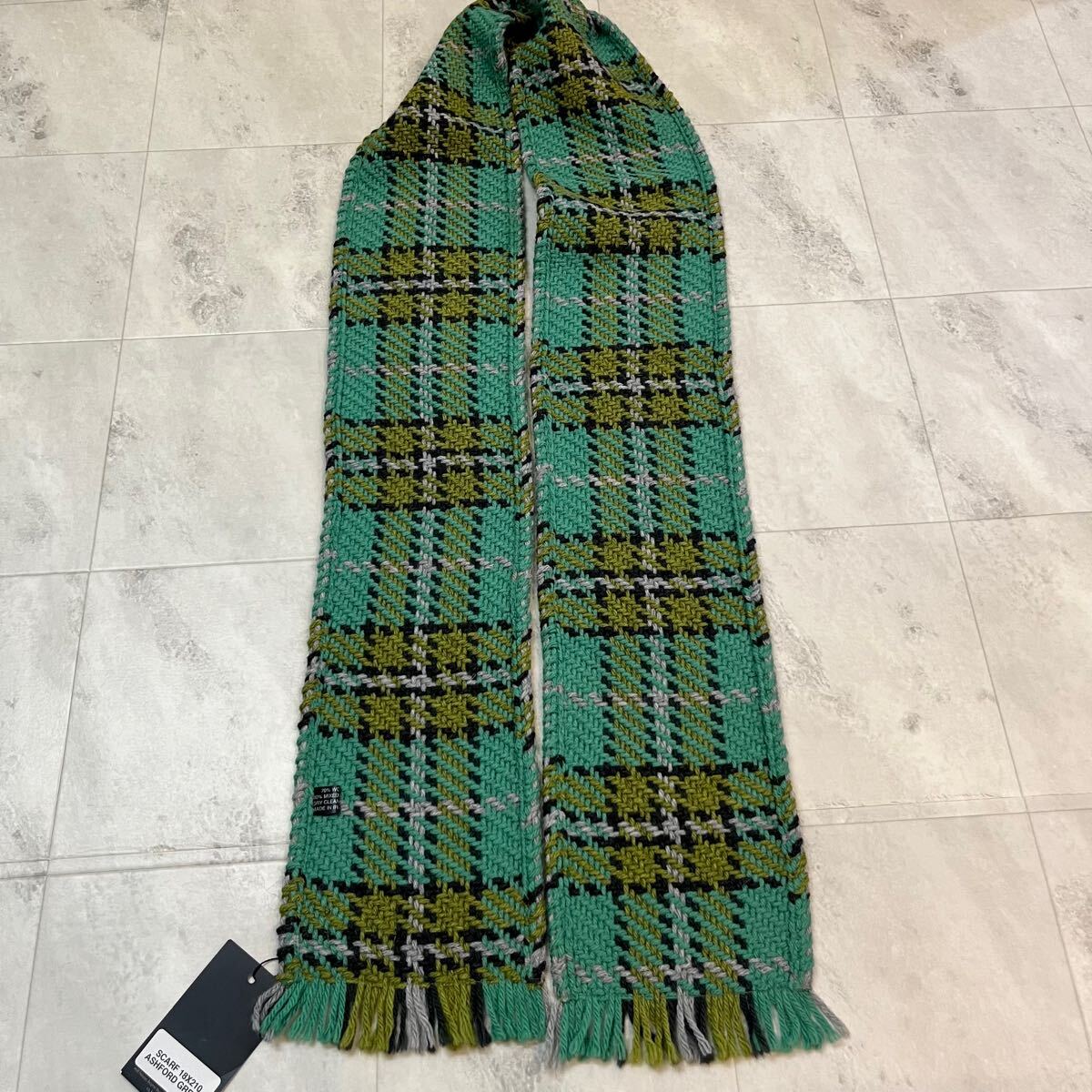 新品 john branigan ジョンブラニガン マフラー ストール スヌード 巻き物 フリンジ ウール混 アイスランド製 ミントグリーン 玉mc3382_画像4