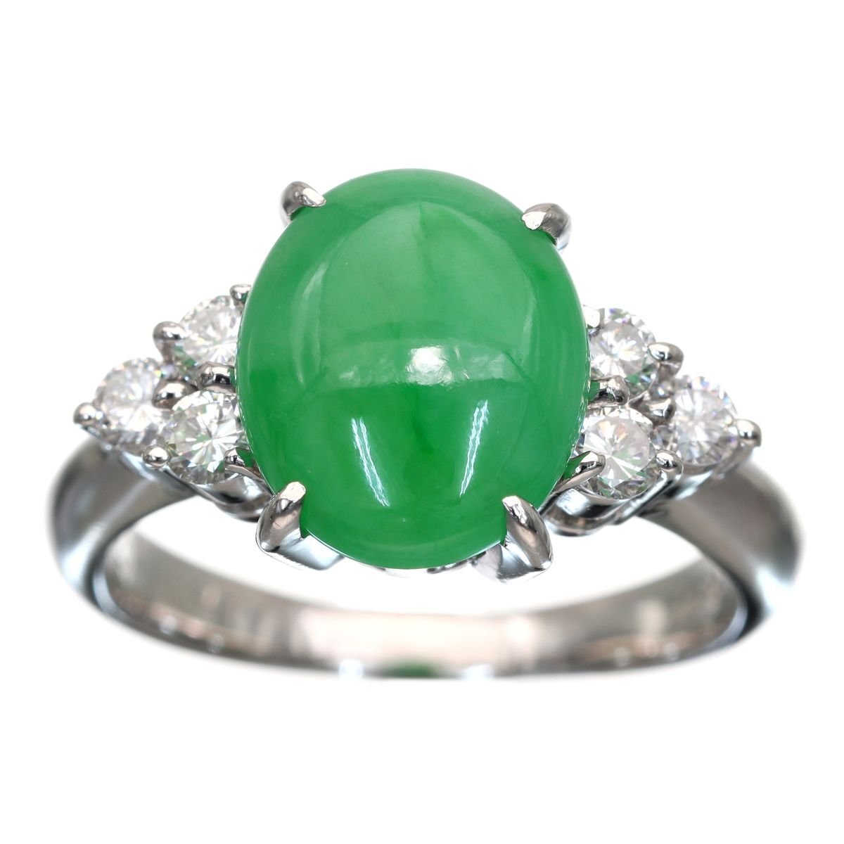 Pt900 翡翠 ダイヤモンド リング 7.0g 3.20ct 0.41ct Pt900 翡翠 ダイヤモンド リング 7.0g 3.20ct 0.41ct