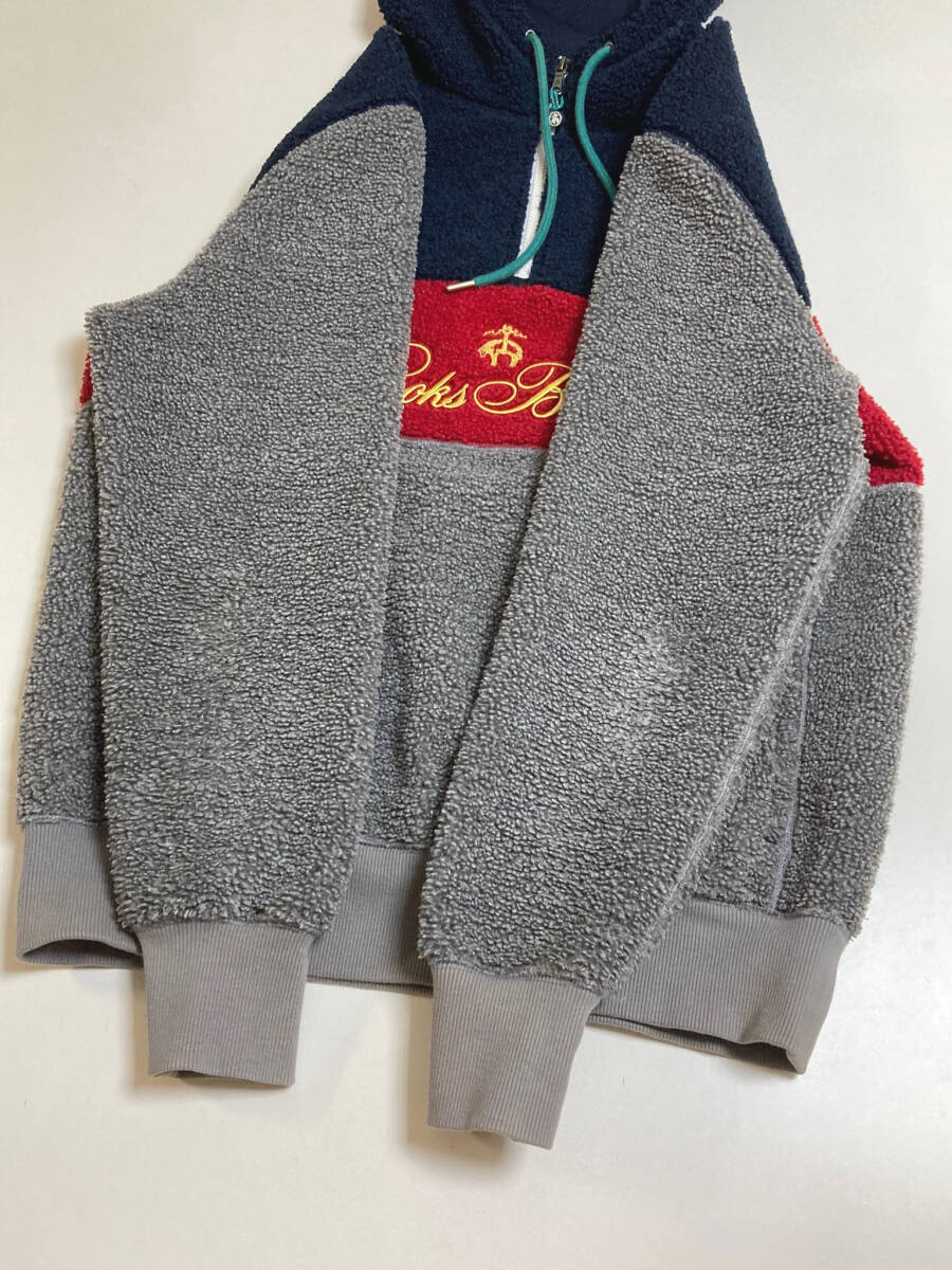 Brooks Brothers テディフリース ロゴエンブロイダリー ハーフジップ フーディー M フリース ボア パーカー ブルックスブラザーズ