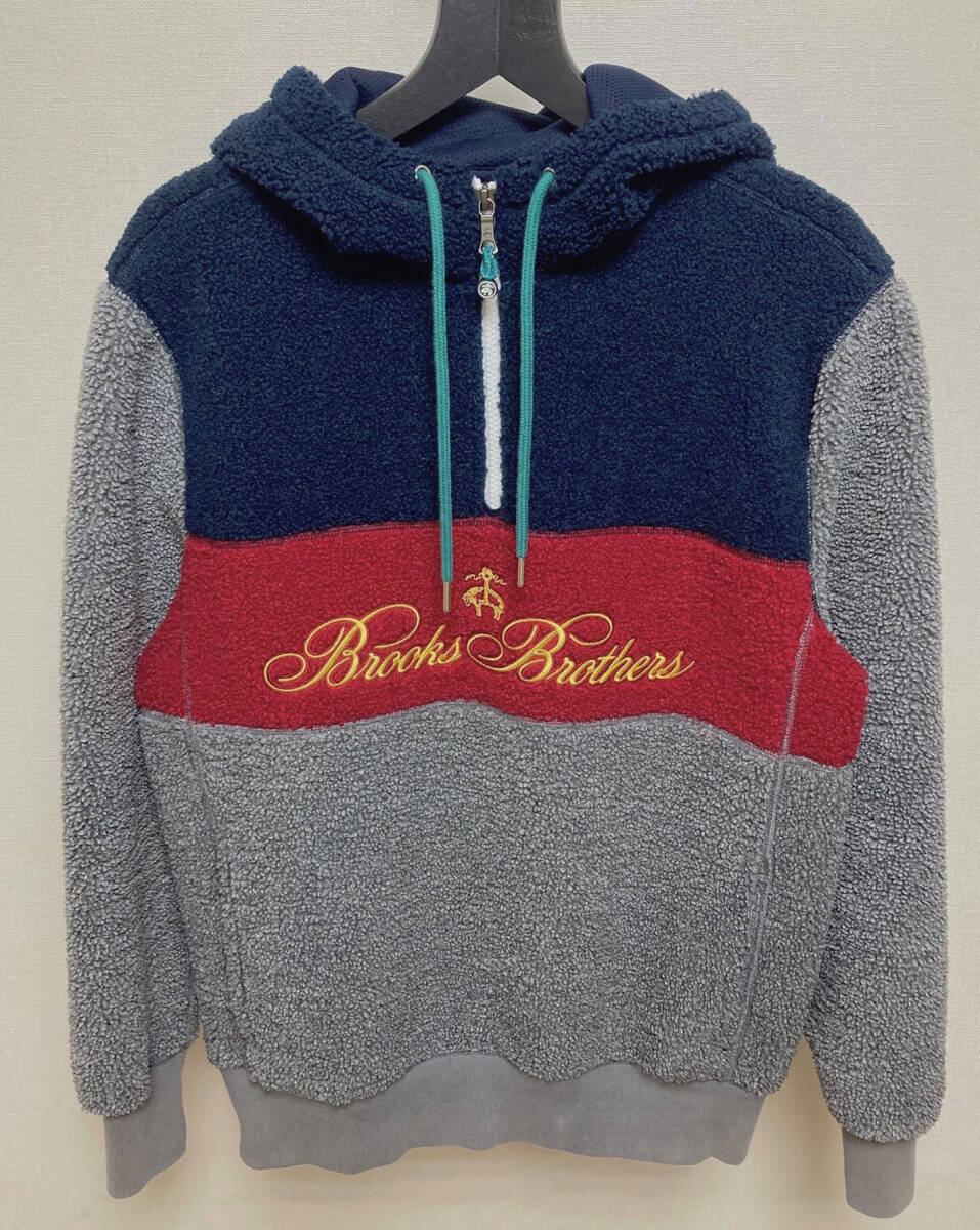 Brooks Brothers テディフリース ロゴエンブロイダリー ハーフジップ フーディー M フリース ボア パーカー ブルックスブラザーズ