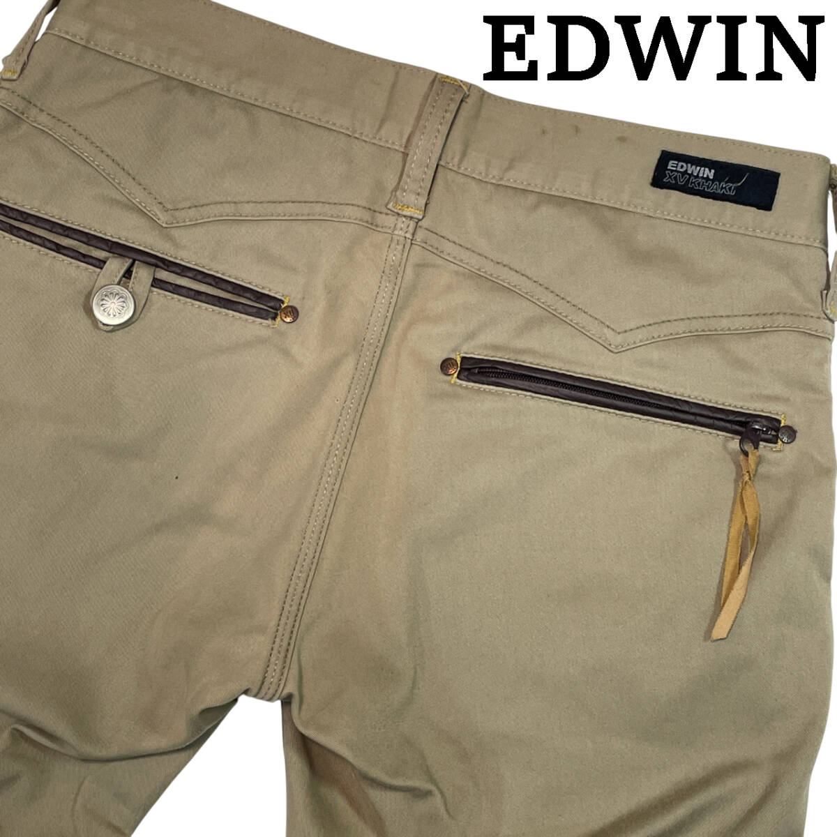 EDWIN エドウィン K41391 siz.S (約81cm W32相當(dāng)) XV KHAKI チノパンツ クロップドパンツ メンズ コットンパンツ