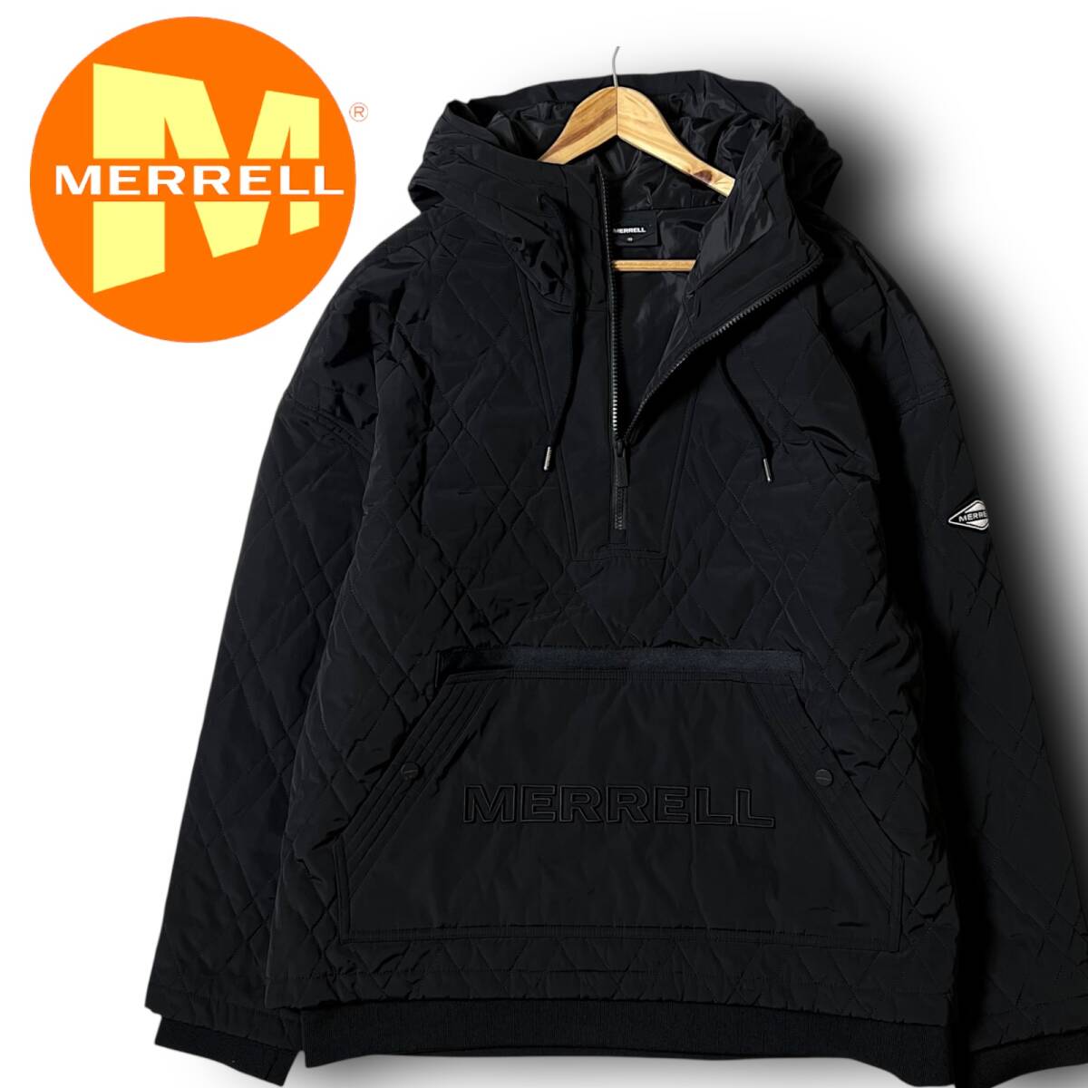 新品 MERRELL メレル 定価5.7万 撥水 防風 キルティング ビッグロゴ 中綿 エコダウン アノラックジャケット アノラックパーカー L ◆B5102