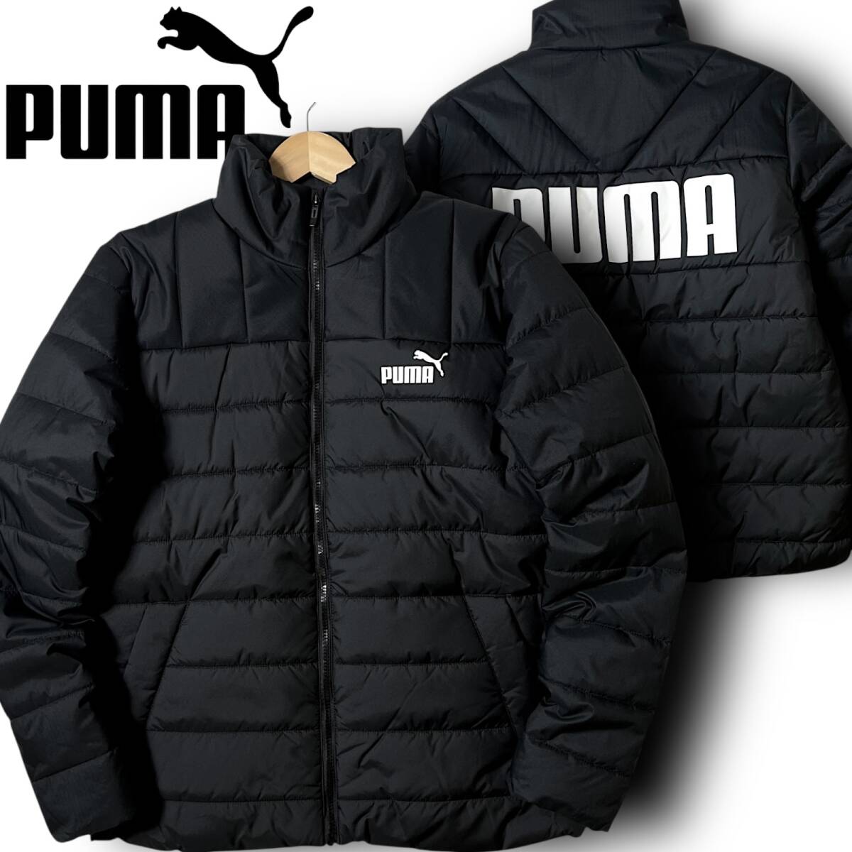 新品 PUMA プーマ ゴルフにも最適 撥水 防風 防寒 保温 ビッグロゴ エコダウン中綿 ハイネック 中綿ジャケット ブルゾン L 秋冬 ◆B5188