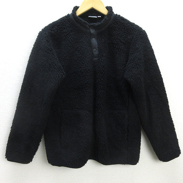 G■ユニクロ/UNIQLO ホワイトマウンテニアリング ボアフリースプルオーバー/141-443326【160】黒/KIDS/17【中古】■