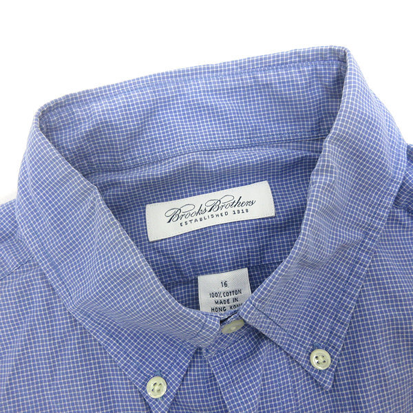 D# Brooks Brothers /BROOKS BROTHERS в клетку короткий рукав BD рубашка [16] синий /MENS/114