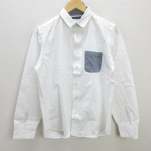 G■アーバンリサーチ/URBAN RESEARCH 長袖シャツ/ボーダーポケット【40】白/men's/126【中古】■