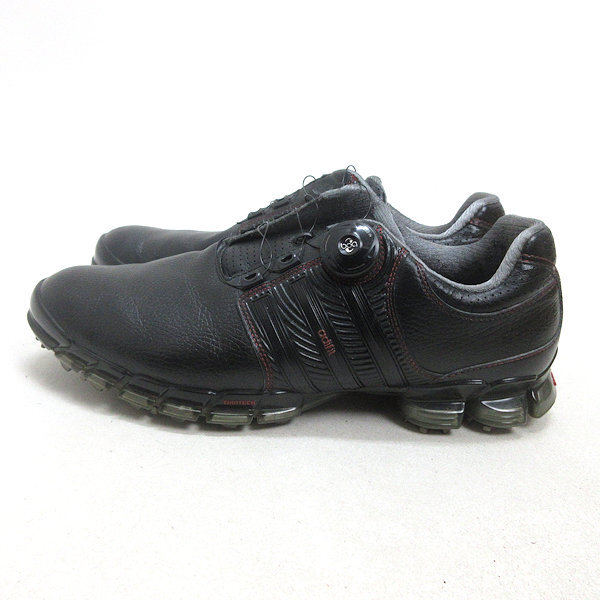 Q■美品【28cm】アディダス/ADIDAS アディフィット360 adifit BOAゴルフシューズ/ダイヤル式スパイク■黒MENS/41【中古】