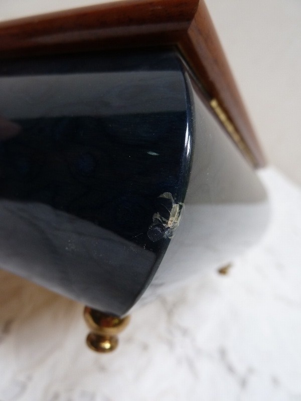 (*BM)MADE IN ITALY/ Италия производства Demaindo man музыкальная шкатулка дерево .. темно-синий o-sore Mio O sole mio под старину ювелирные изделия кейс 