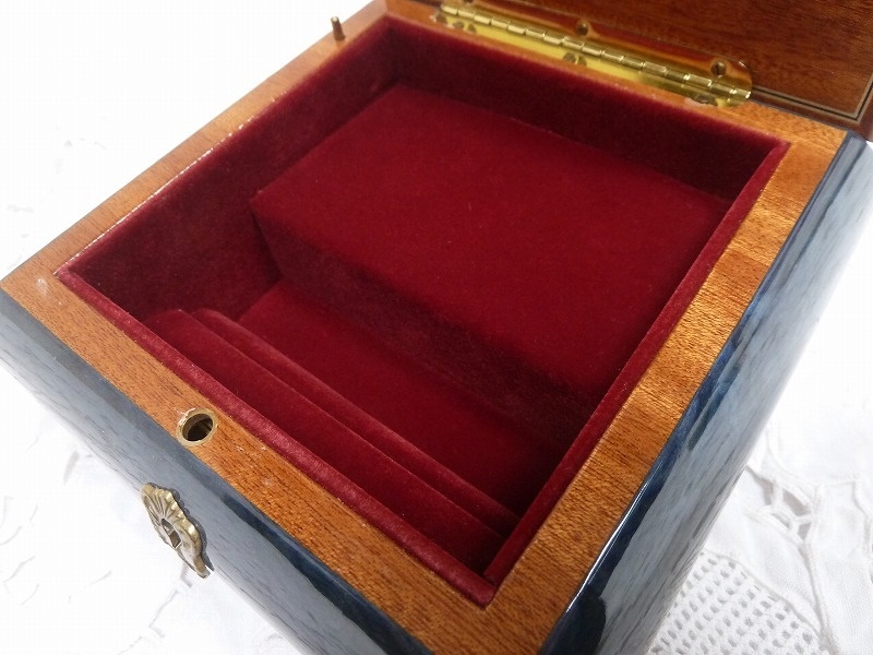 (*BM)MADE IN ITALY/ Италия производства Demaindo man музыкальная шкатулка дерево .. темно-синий o-sore Mio O sole mio под старину ювелирные изделия кейс 