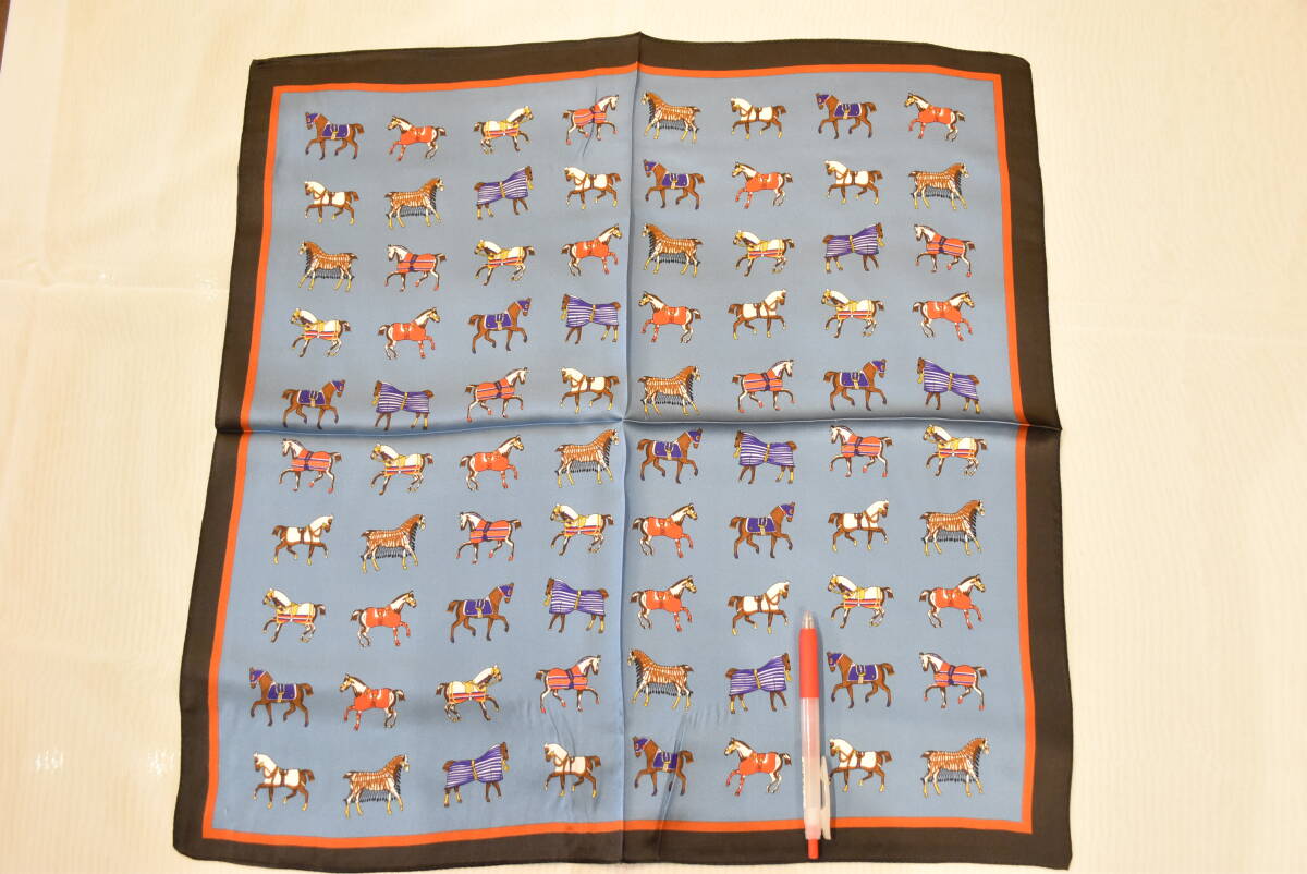 S*LA2-3* условия имеется бесплатная доставка . иметь!* Mini * шарф * шелк *100%* голубой * лошадь *53×53* модный * elegant * холод . меры * сумка очарование * подарок