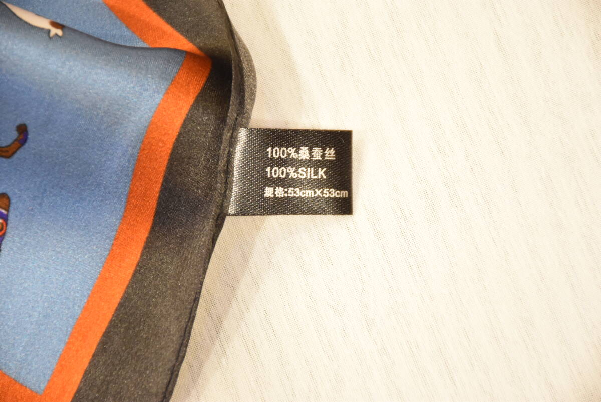 S*LA2-3* условия имеется бесплатная доставка . иметь!* Mini * шарф * шелк *100%* голубой * лошадь *53×53* модный * elegant * холод . меры * сумка очарование * подарок