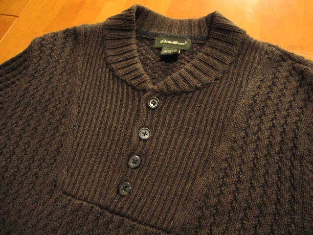 *USED*Ｓ*エディ?バウアー*ブラウン*ニット*セーター*Eddie Bauer*綿100％*