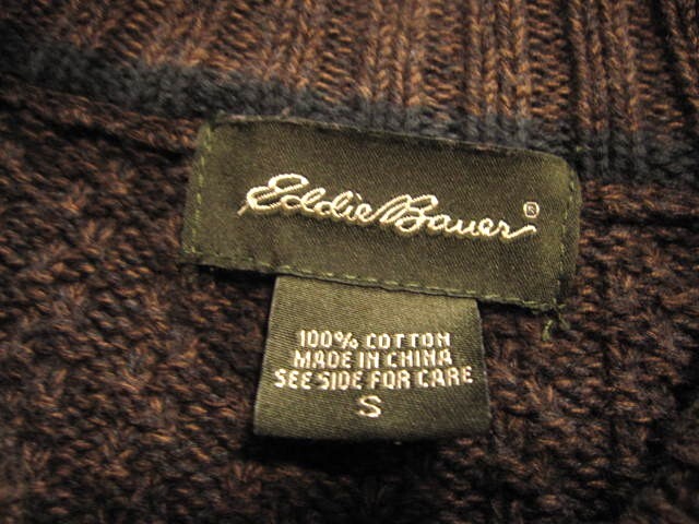 *USED*Ｓ*エディ?バウアー*ブラウン*ニット*セーター*Eddie Bauer*綿100％*