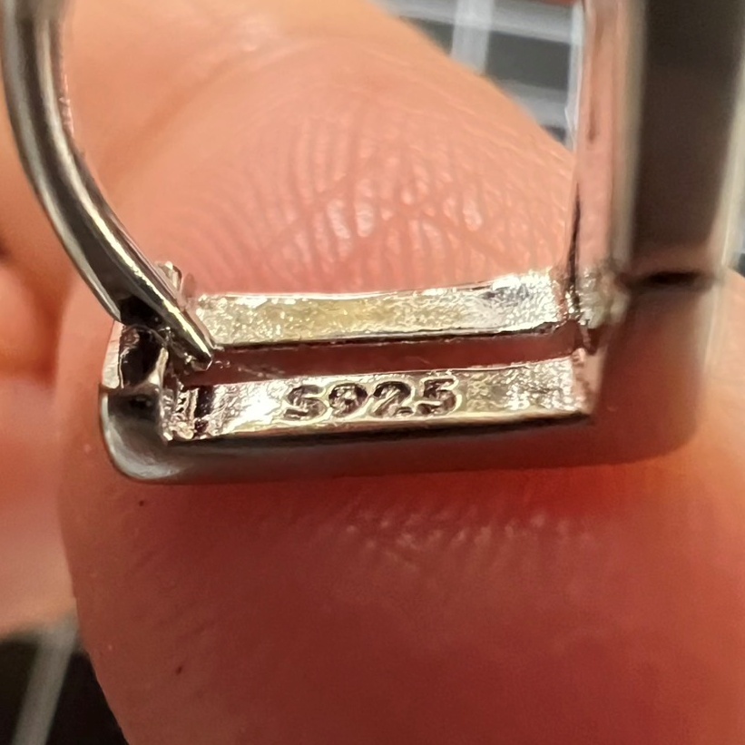 B596 匿名配送 リングピアス レディース ジルコニア s925 スクエア 正方形 シルバー フープピアス_画像7