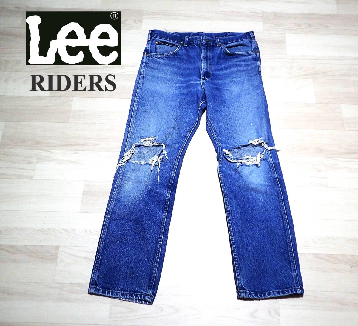 ☆80s？　☆Lee RIDERS　☆リー　☆アメリカ製　☆ヴィンテージデニム　☆ジーンズ　☆ダメージ　☆メンズ　☆36×32