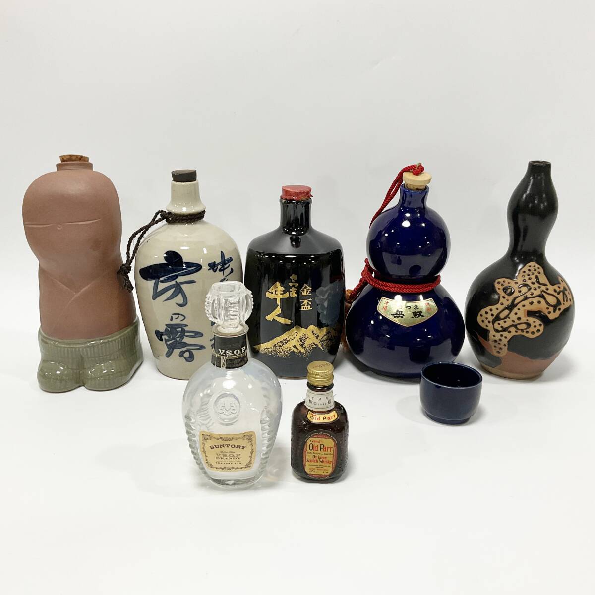 【60543T】酒瓶 空きボトル6點(diǎn) 豬口1點(diǎn) ミニボトルウイスキー 未開栓古酒 Old Parr まとめて8點(diǎn) 経年保管品 現(xiàn)狀品