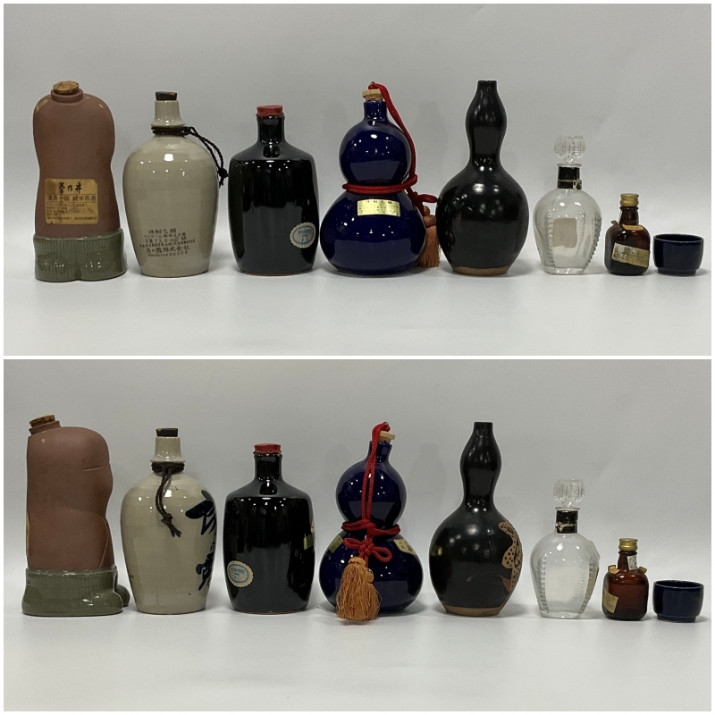 【60543T】酒瓶 空きボトル6點(diǎn) 豬口1點(diǎn) ミニボトルウイスキー 未開栓古酒 Old Parr まとめて8點(diǎn) 経年保管品 現(xiàn)狀品