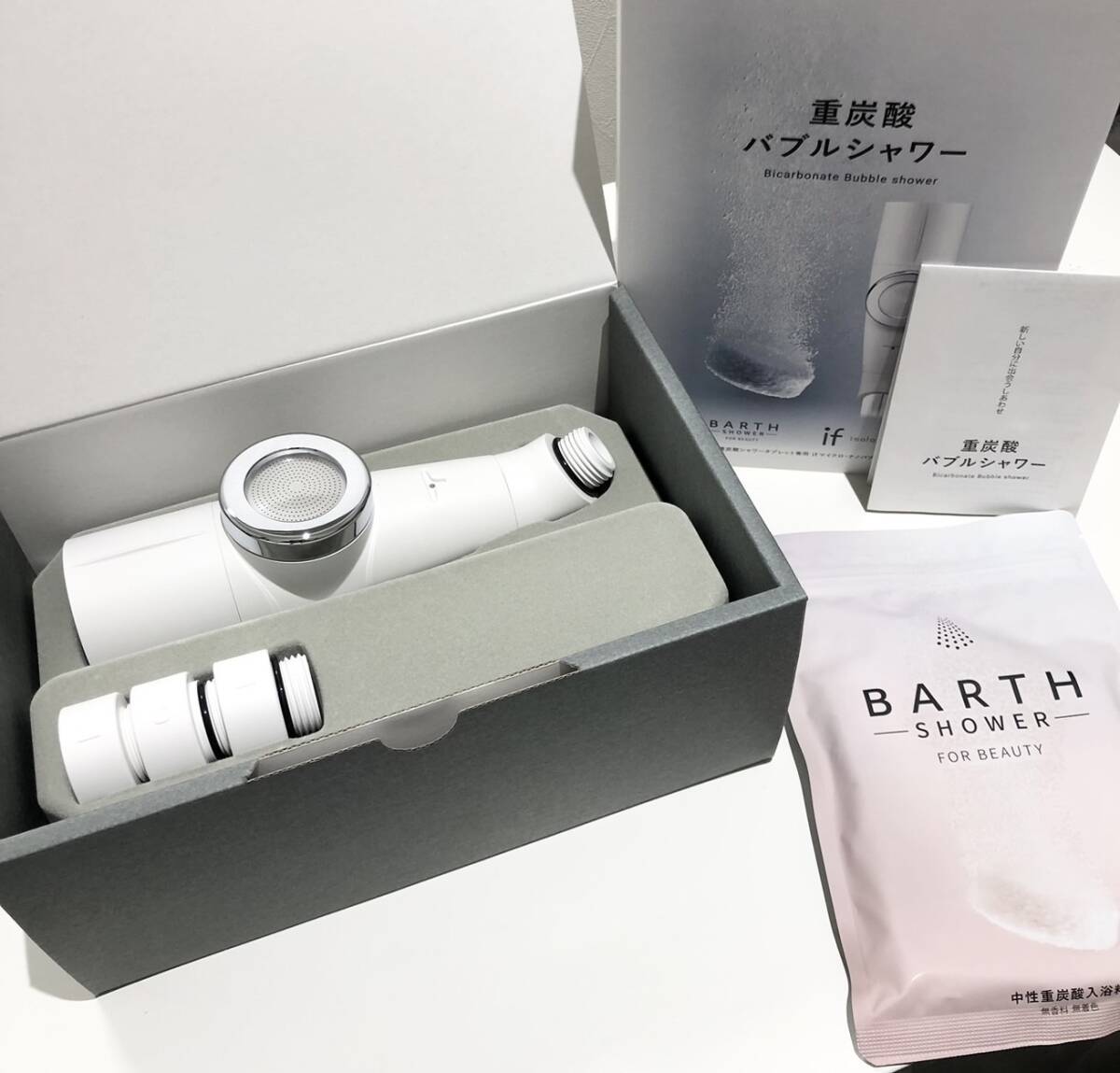 32796☆未使用 BARTH 中性重炭酸シャワータブレット if マイクロ・ナノバブルシャワーヘッド FK-2300-WH