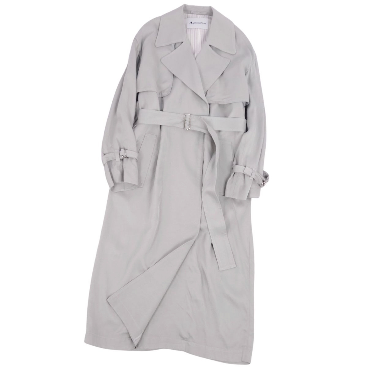 美品 アクアスキュータム Aquascutum WHITE LABEL シングル トレンチコート 無地 コットン アウター レディース 8(M) cf11de-rm10f12353