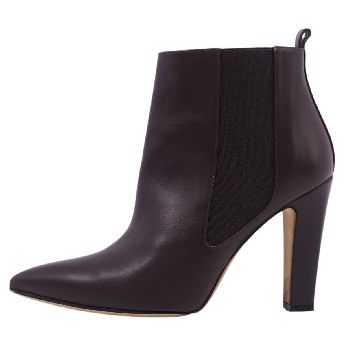 美品 マノロ?ブラニク Manolo Blahnik ショートブーツ サイドゴア ヒール ポインテッドトゥ レザー シューズ 37(24cm) cf11dr-rm10f12332