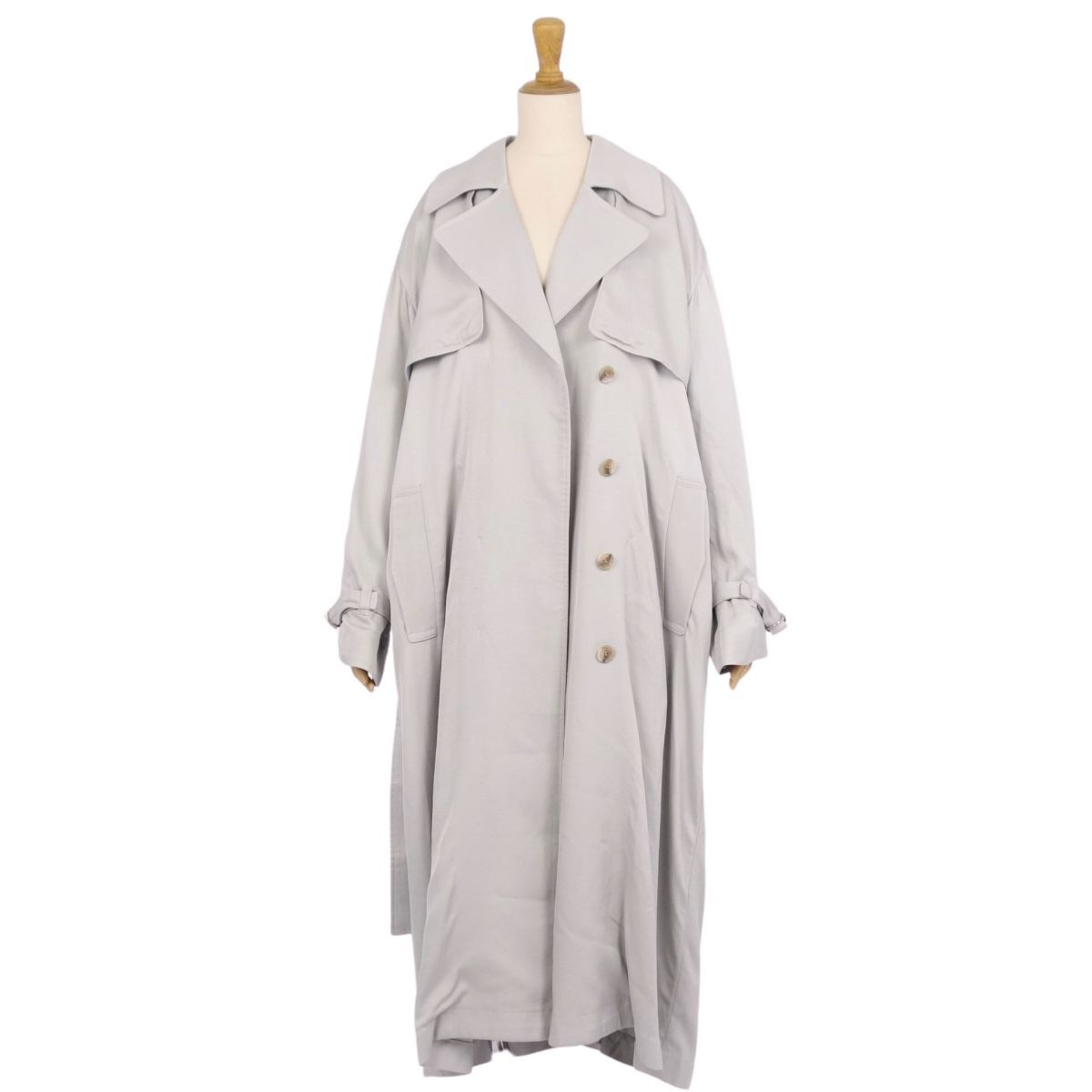 美品 アクアスキュータム Aquascutum WHITE LABEL シングル トレンチコート 無地 コットン アウター レディース 8(M) cf11de-rm10f12353