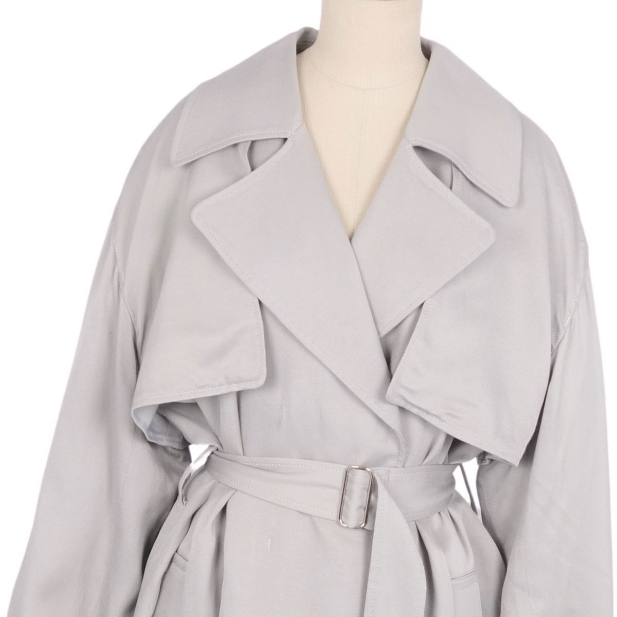 美品 アクアスキュータム Aquascutum WHITE LABEL シングル トレンチコート 無地 コットン アウター レディース 8(M) cf11de-rm10f12353