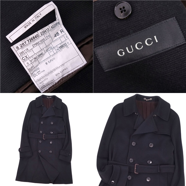  beautiful goods Gucci GUCCI coat trench coat double breast belt attaching wool Italy made outer men's 48R(M corresponding ) cf12om-rm07r07617