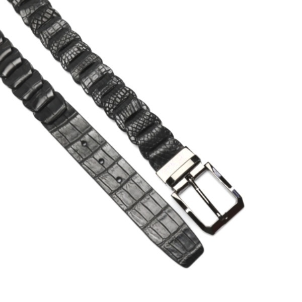 クロコダイル ベルト LJ-BG ニッケル 35mm 編み込み長さ調整可能 ピンタイプバックル CROCODILE ブラックニッケル メンズ 新品