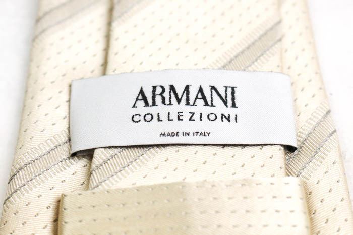 アルマーニコレッツォーニ ブランド ネクタイ シルク ストライプ柄 ドット柄 PO メンズ ベージュ ARMANI COLLEZIONI