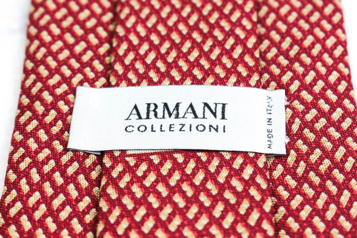 アルマーニコレッツォーニ ブランド ネクタイ シルク 小紋柄 伊制生地 PO メンズ レッド ARMANI COLLEZIONI
