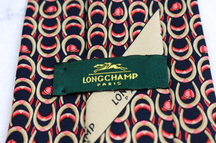 ロンシャン ブランド ネクタイ シルク 小紋柄 総柄 伊制生地 PO メンズ ネイビー Longchamp