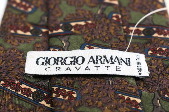 ジョルジオアルマーニ ブランド ネクタイ ボタニカル柄 総柄 PO メンズ カーキ GIORGIO ARMANI