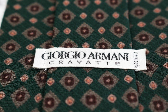 ジョルジオアルマーニ ブランド ネクタイ シルク 小紋柄 総柄 伊制生地 ワイドタイ PO メンズ グリーン GIORGIO ARMANI