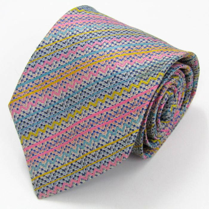 ミッソーニ ブランド ネクタイ ストライプ柄 格子柄 マルチカラー シルク イタリア製 PO メンズ ブルー Missoni
