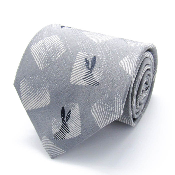  Yoshie Inaba brand necktie stripe pattern animal pattern rabbit panel pattern silk made in Japan PO men's light gray yoshie inaba