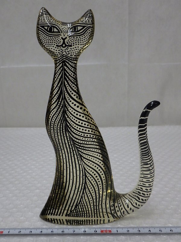 P7146 Abraham Palatnik ブラジル アクリル 猫 置物 アート オブジェ