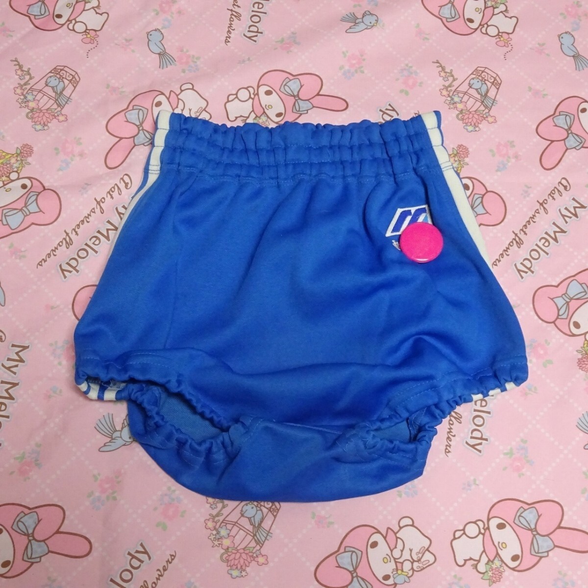 （1175）【MIZUNO 美津濃】青いブルマ ウエスト63 JASPO M 両サイドにホワイトライン バレーボールウェア 体操服 昭和レトロ 匿名配送