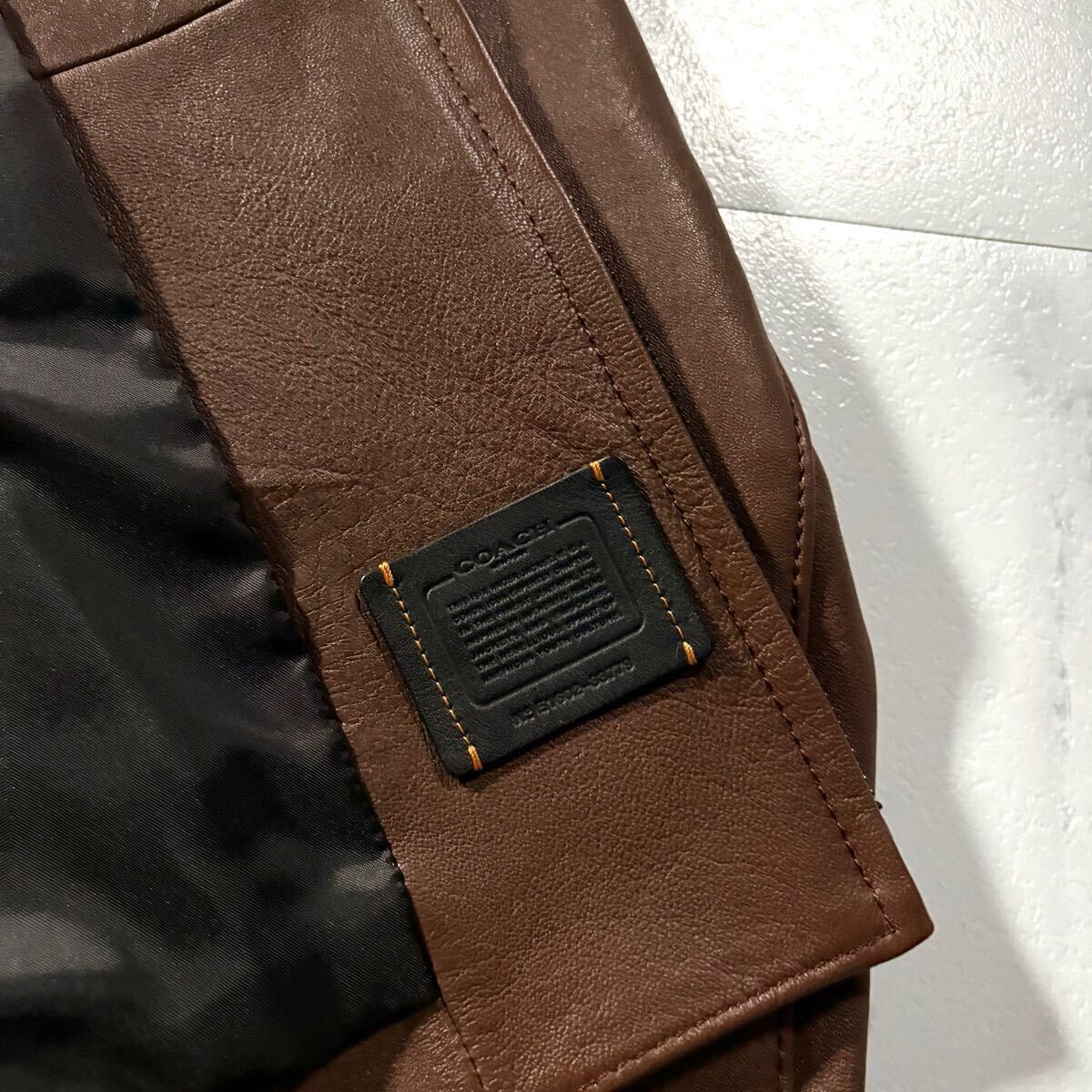 【美品】コーチ COACH レザー ジャケット 羊革 ラムレザー ブラウン 極美品 極上 COACH コーチ 羊革 ラムレザー ライダース