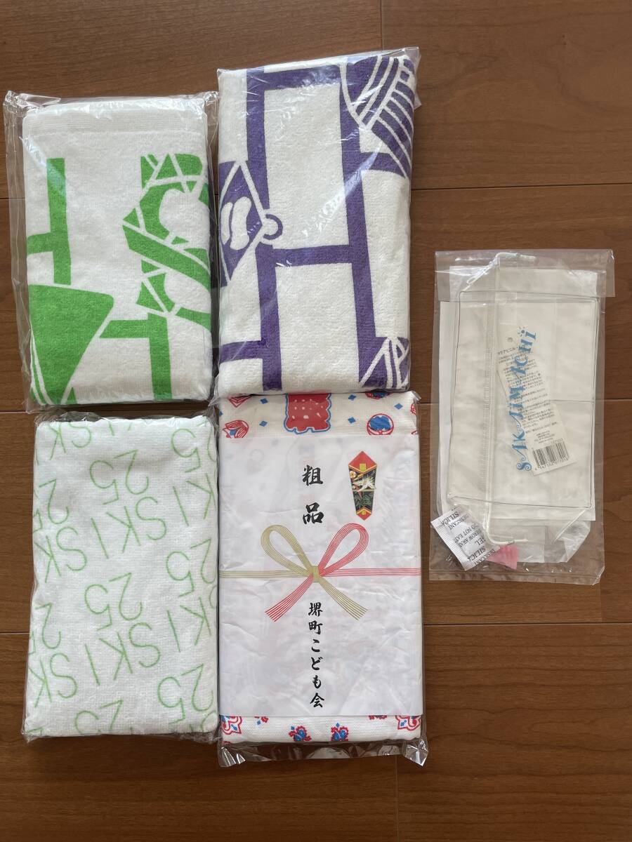 新品 未使用 非売品 岸和田 堺町 だんじり タオル 4枚 クリアビニールポーチ1個 岸和田祭 地車